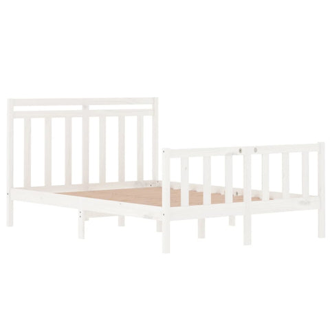 vidaXL Bed Frame without Mattress White 135x190 cm Double Solid Wood