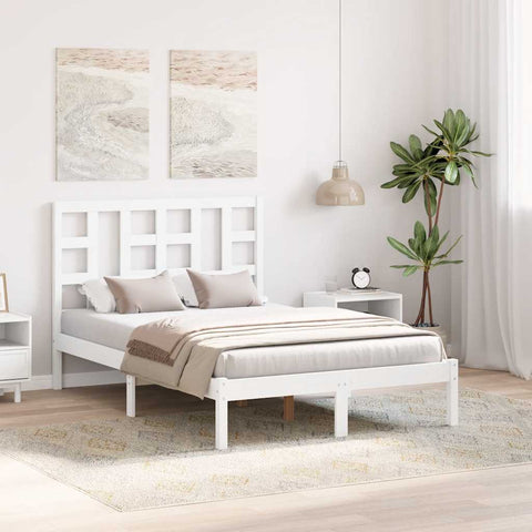 vidaXL Bed Frame without Mattress White 120x190 cm Small Double Solid Wood