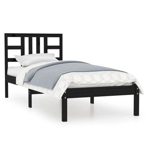 vidaXL Bed Frame without Mattress Black 100x200 cm Solid Wood