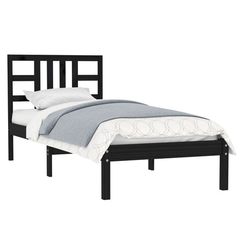 vidaXL Bed Frame without Mattress Black 100x200 cm Solid Wood