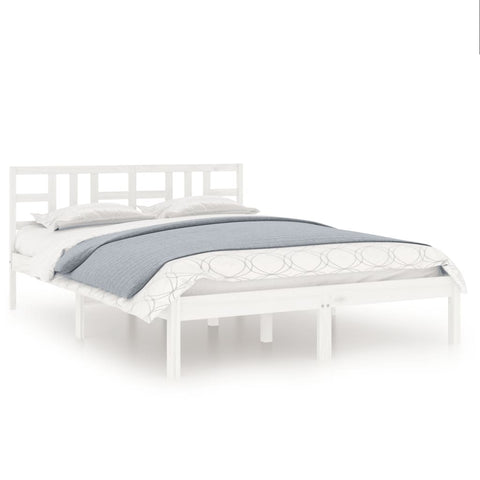 vidaXL Bed Frame without Mattress White 150x200 cm King Size Solid Wood