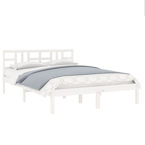 vidaXL Bed Frame without Mattress White 150x200 cm King Size Solid Wood