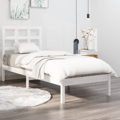 vidaXL Bed Frame without Mattress White 90x190 cm Single Solid Wood