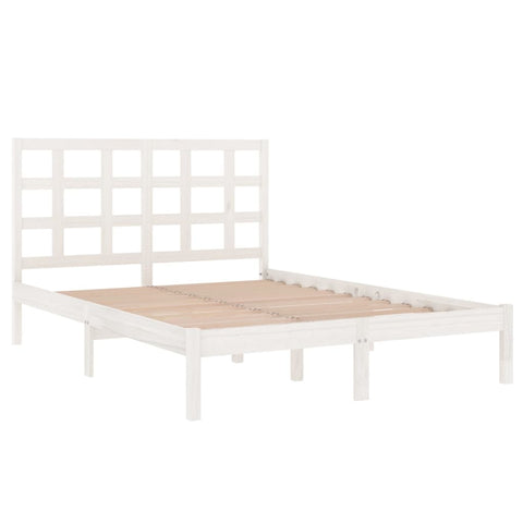 vidaXL Bed Frame without Mattress White 150x200 cm King Size Solid Wood