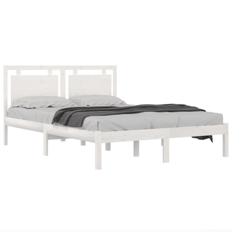 vidaXL Bed Frame without Mattress White 150x200 cm King Size Solid Wood