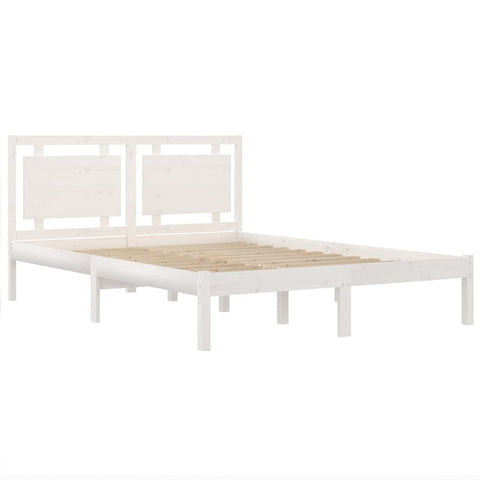 vidaXL Bed Frame without Mattress White 150x200 cm King Size Solid Wood