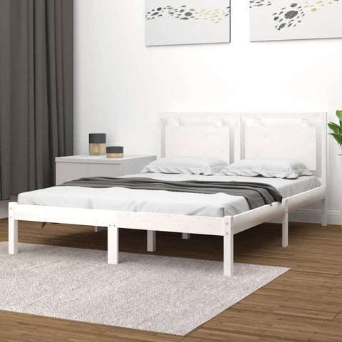 vidaXL Bed Frame without Mattress White 200x200 cm Solid Wood