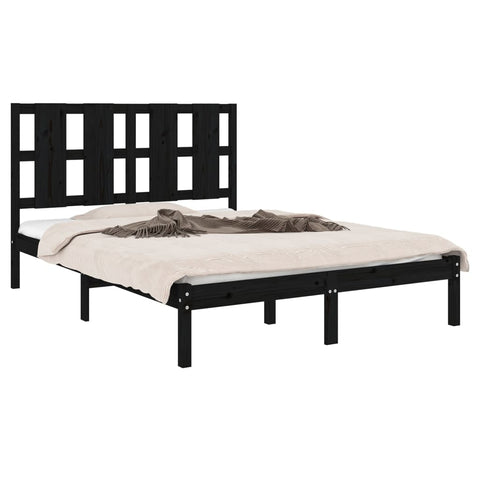 vidaXL Bed Frame without Mattress Black 140x190 cm  Solid Wood Pine