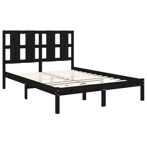 vidaXL Bed Frame without Mattress Black 140x190 cm  Solid Wood Pine
