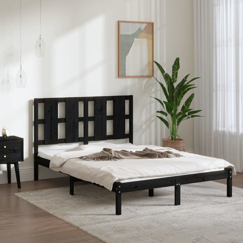 vidaXL Bed Frame without Mattress Black 140x190 cm  Solid Wood Pine