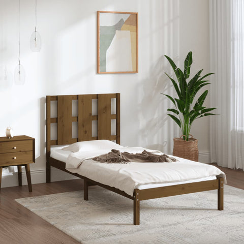 vidaXL Bed Frame without Mattress Honey Brown 100x200 cm  Solid Wood Pine