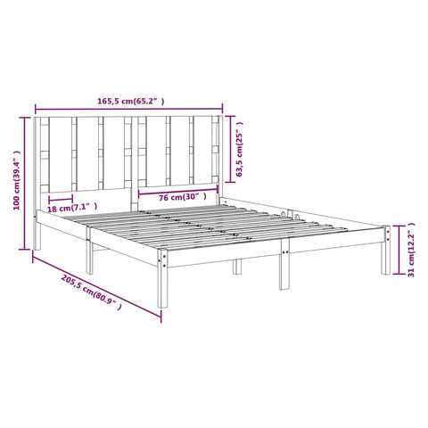 vidaXL Bed Frame without Mattress Pine 160x200 cm Solid Wood