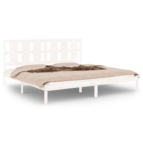 vidaXL Bed Frame without Mattress White 180x200 cm Super King Solid Wood