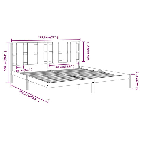 vidaXL Bed Frame without Mattress White 180x200 cm Super King Solid Wood