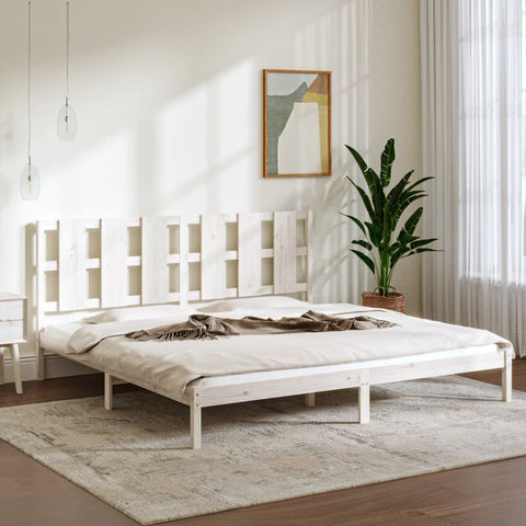 vidaXL Bed Frame without Mattress White 180x200 cm Super King Solid Wood