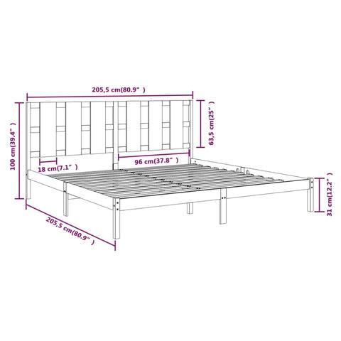 vidaXL Bed Frame without Mattress White 200x200 cm Solid Wood Pine