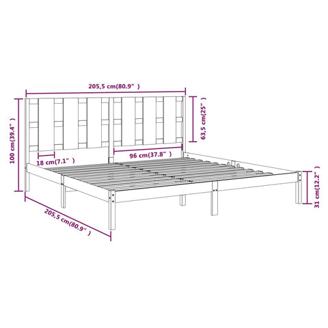 vidaXL Bed Frame without Mattress Honey Brown 200x200 cm Solid Wood Pine