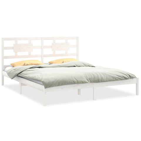 vidaXL Bed Frame without Mattress White 180x200 cm Super King Solid Wood