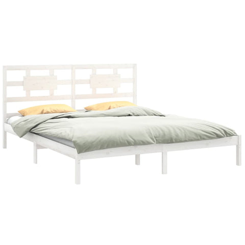 vidaXL Bed Frame without Mattress White 180x200 cm Super King Solid Wood