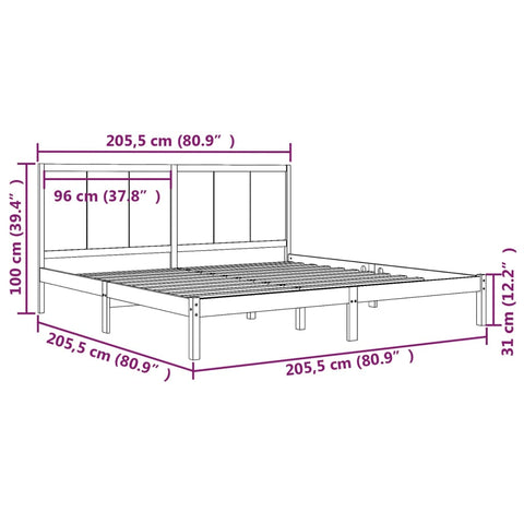 vidaXL Bed Frame without Mattress 200x200 cm Solid Wood Pine