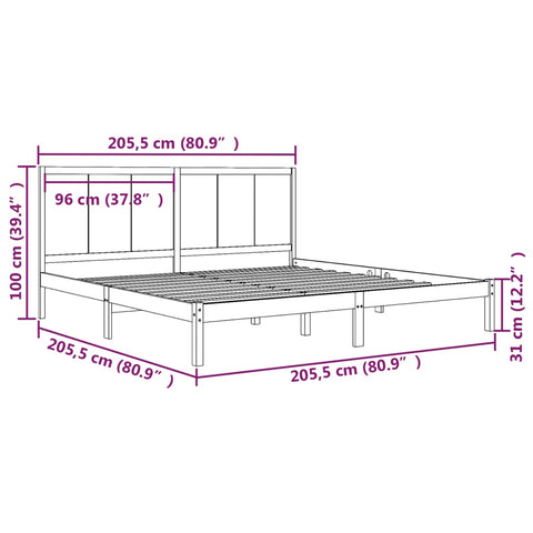 vidaXL Bed Frame without Mattress Black 200x200 cm Solid Wood Pine
