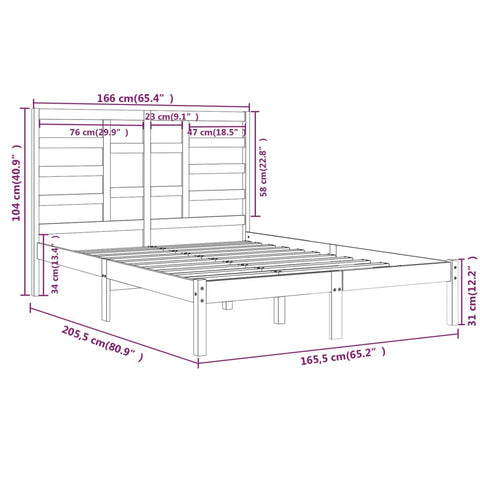 vidaXL Bed Frame without Mattress White Solid Wood 160x200 cm
