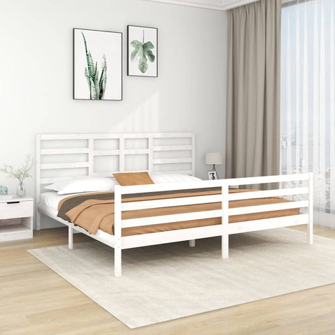 vidaXL Bed Frame without Mattress White Solid Wood 200x200 cm