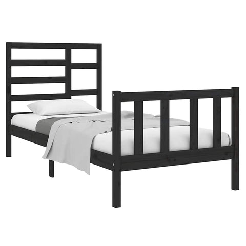 vidaXL Bed Frame without Mattress Black Solid Wood 75x190 cm Small Single
