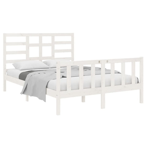 vidaXL Bed Frame without Mattress White Solid Wood 140x190 cm