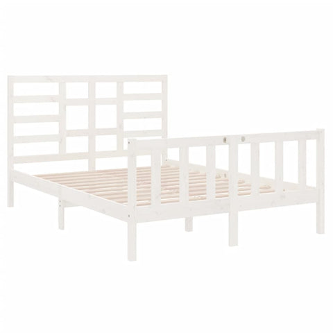 vidaXL Bed Frame without Mattress White Solid Wood 140x190 cm
