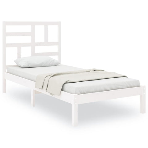 vidaXL Bed Frame without Mattress White Solid Wood 75x190 cm Small Single