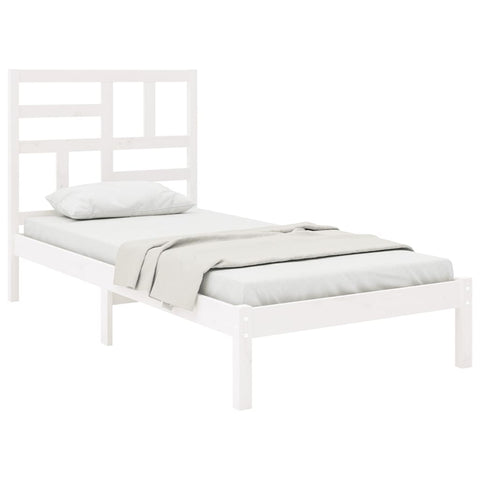 vidaXL Bed Frame without Mattress White Solid Wood 75x190 cm Small Single