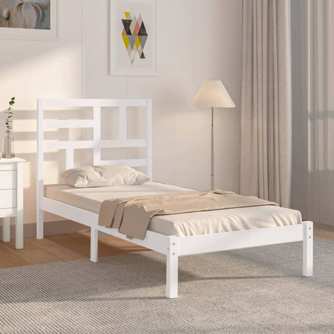 vidaXL Bed Frame without Mattress White Solid Wood 75x190 cm Small Single