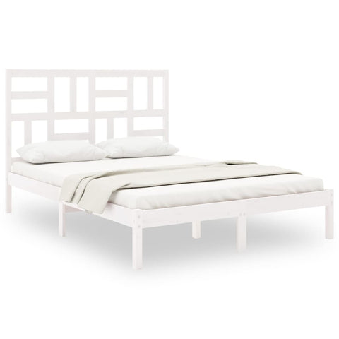 vidaXL Bed Frame without Mattress White Solid Wood 140x190 cm