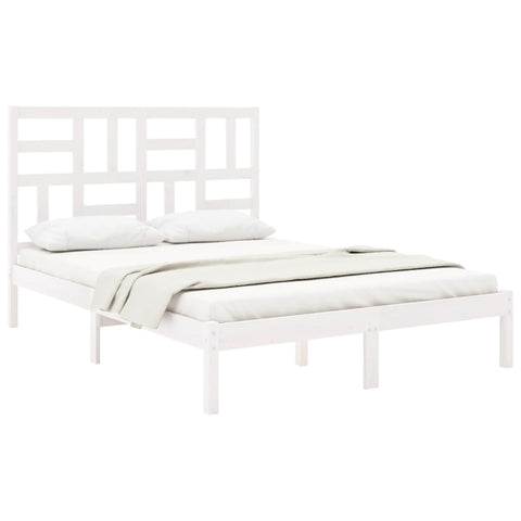 vidaXL Bed Frame without Mattress White Solid Wood 140x190 cm