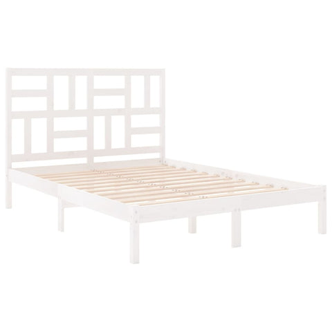 vidaXL Bed Frame without Mattress White Solid Wood 140x190 cm