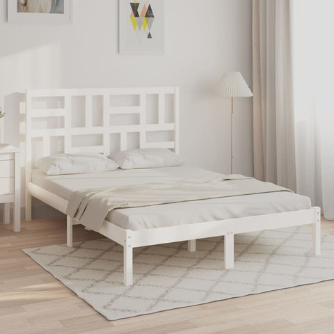 vidaXL Bed Frame without Mattress White Solid Wood 140x190 cm