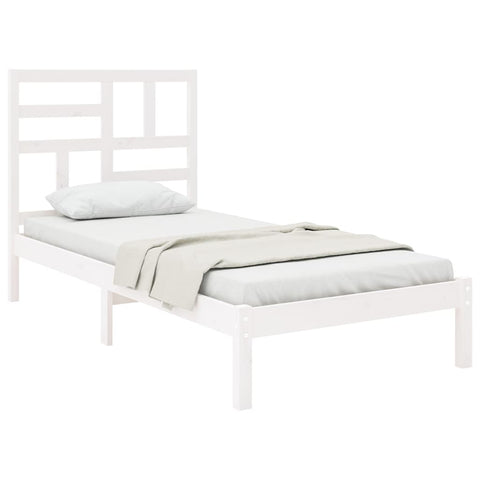 vidaXL Bed Frame without Mattress White Solid Wood 90x200 cm