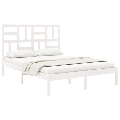 vidaXL Bed Frame without Mattress White Solid Wood 150x200 cm King Size