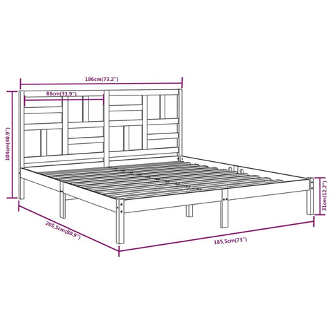 vidaXL Bed Frame without Mattress Solid Wood 180x200 cm Super King