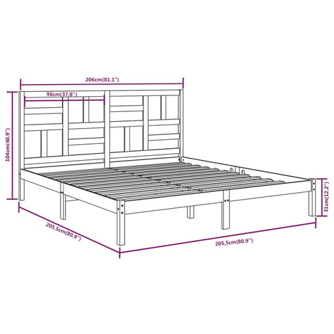 vidaXL Bed Frame without Mattress White Solid Wood 200x200 cm