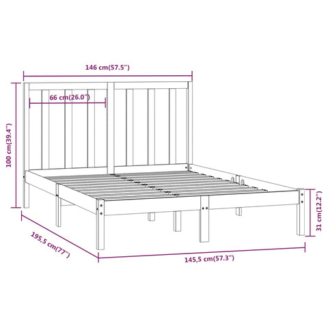 vidaXL Bed Frame without Mattress 140x190 cm Solid Wood Pine