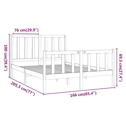 vidaXL Bed Frame without Mattress 160x200 cm Solid Wood Pine