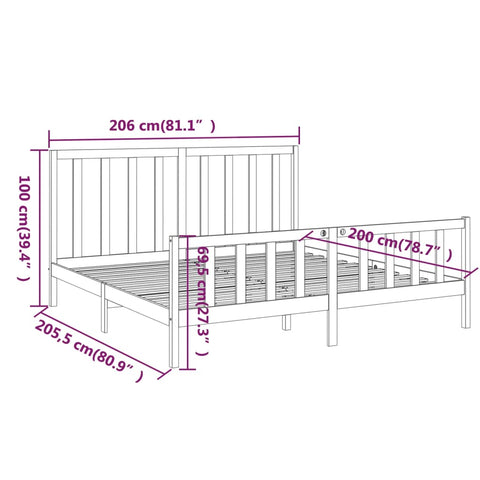 vidaXL Bed Frame without Mattress 200x200 cm  Solid Wood Pine