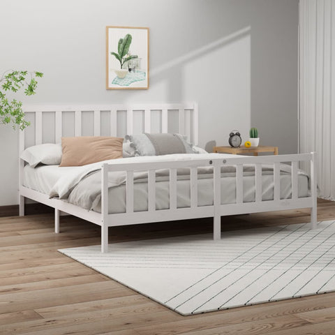vidaXL Bed Frame without Mattress White 200x200 cm  Solid Wood Pine