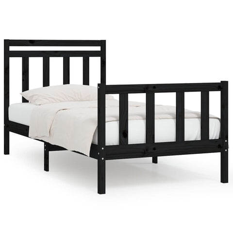 vidaXL Bed Frame without Mattress Black Solid Wood Pine 100x200 cm