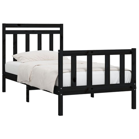 vidaXL Bed Frame without Mattress Black Solid Wood Pine 100x200 cm