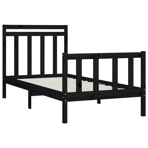 vidaXL Bed Frame without Mattress Black Solid Wood Pine 100x200 cm
