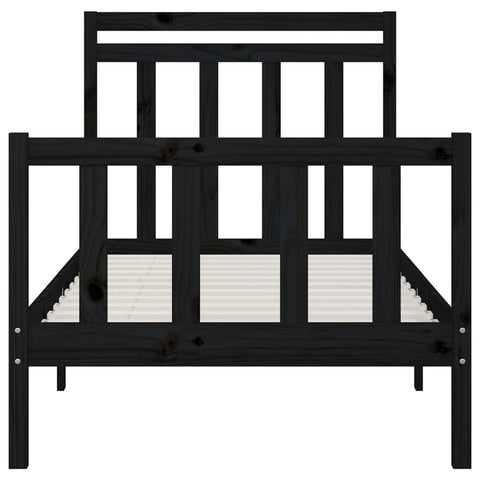 vidaXL Bed Frame without Mattress Black Solid Wood Pine 100x200 cm