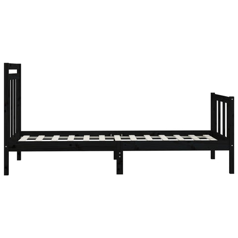 vidaXL Bed Frame without Mattress Black Solid Wood Pine 100x200 cm